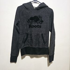 Roots Original Unisex Sz Small  Salt & Pepper Hooded Sweatshirt Pullover pocket